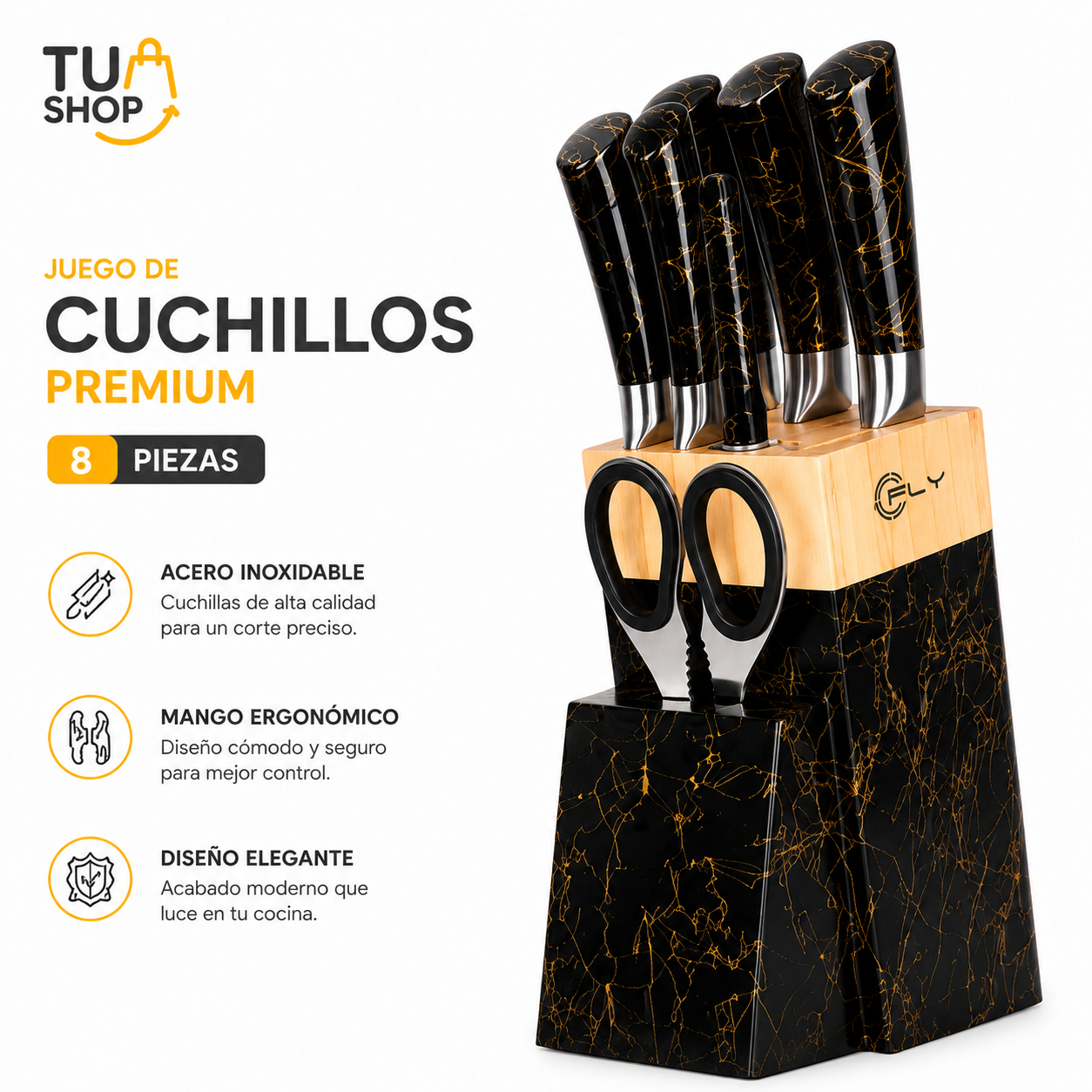 Juego De Cuchillos Fly Con Base